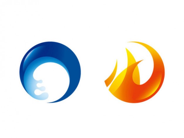 Water and fire circle icon vector material | Download free Vector
