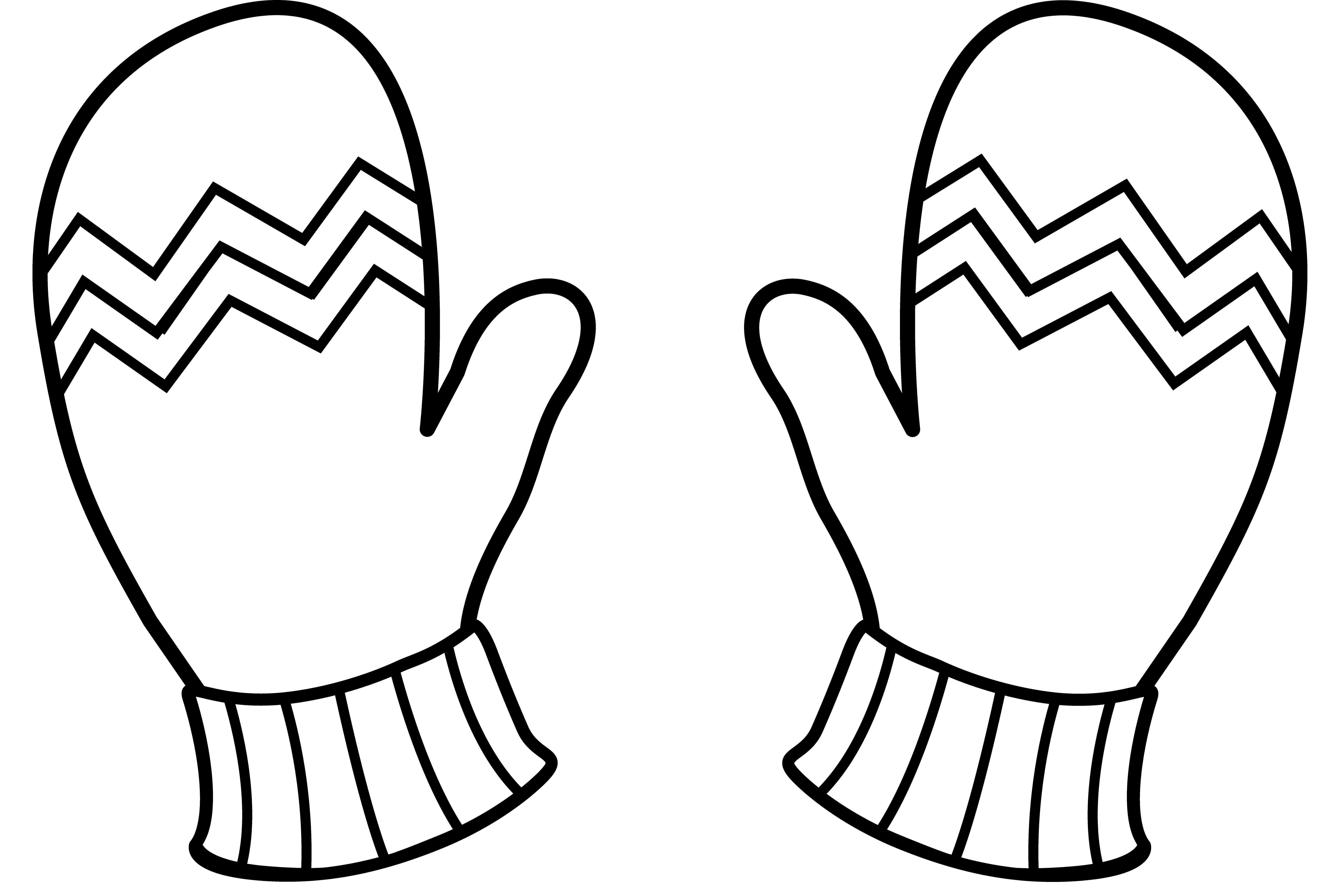 Winter Mittens Line Art Free Clip Art