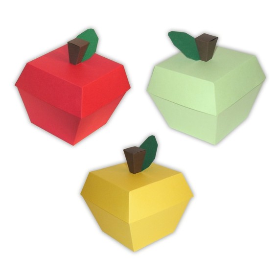 Apple Digital PDF Favor Gift Box Printable Color by favormakers