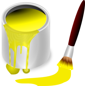 Yellow Paint With Paint Brush clip art - vector clip art online ...