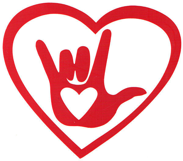 I Love You (sign language hand sign with heart) - Vinyl Cutout ...