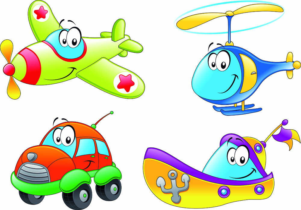 Cartoon means of transport 01 vector Free Vector