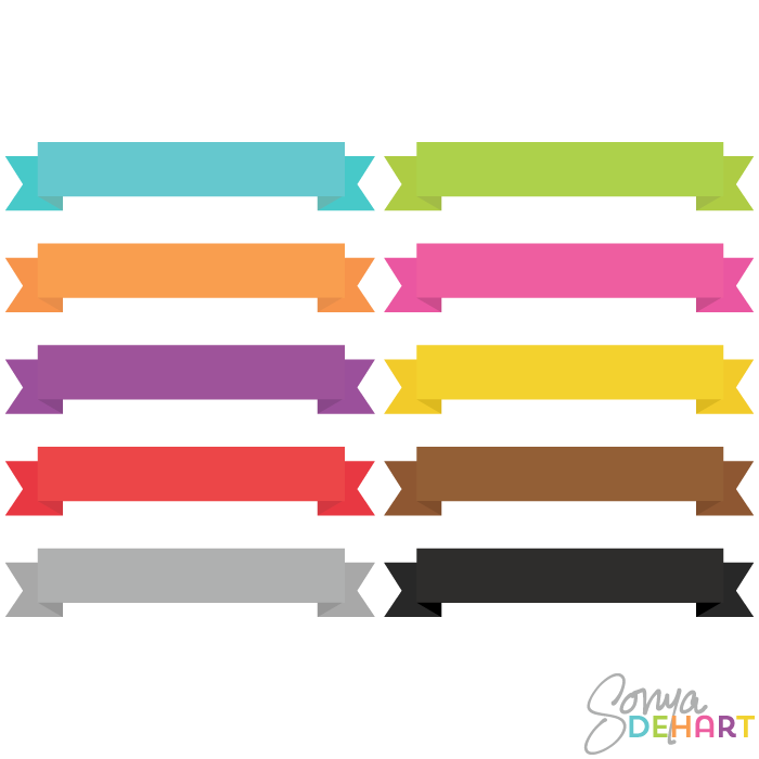 Clip Art Bright Plain Banner Ribbons