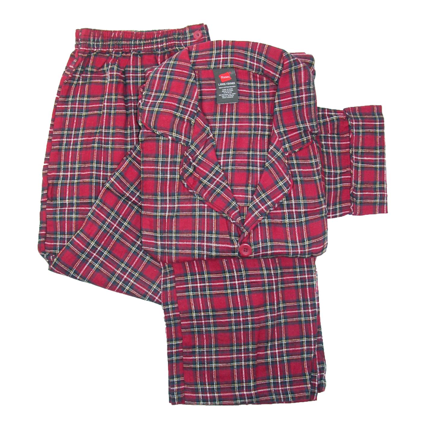 Mens Pajamas - 100% Cotton Flannel Sleep Set by Hanes