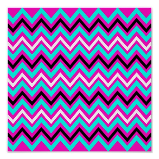 Pink and Blue Zigzag Pattern Poster from Zazzle.