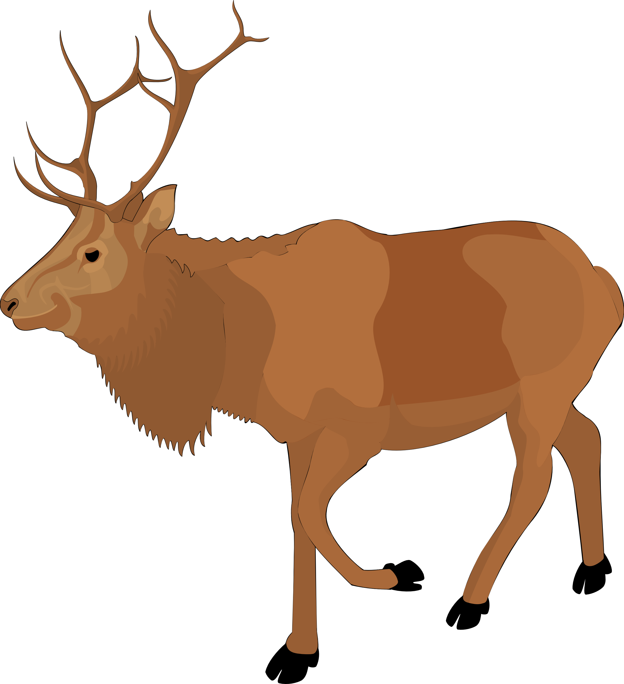 Clip Art: Reindeer Raindeer Animal 3 Black White ...