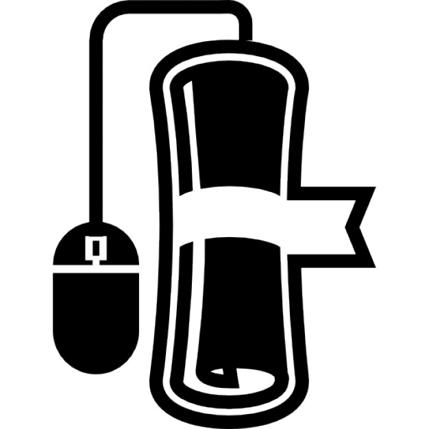 Online education graduation symbol with diploma and mouse Icons ...