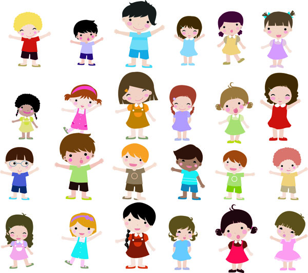 Cute cartoon characters vector Free Vector / 4Vector