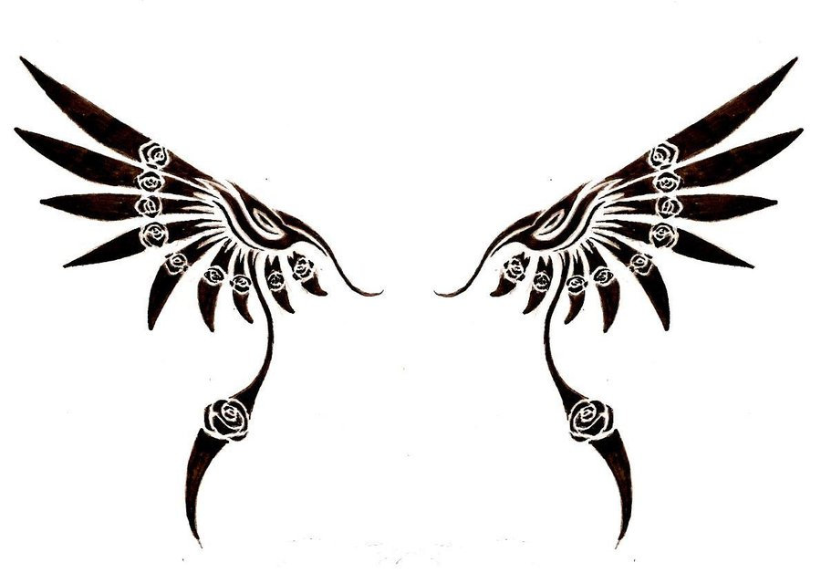 Wing tattoos, Tribal wings and Wing tattoo designs