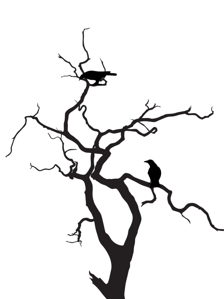 Spooky tree with bird clipart