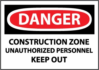 DANGER Sign - Construction Zone... - E-Z Read - Large