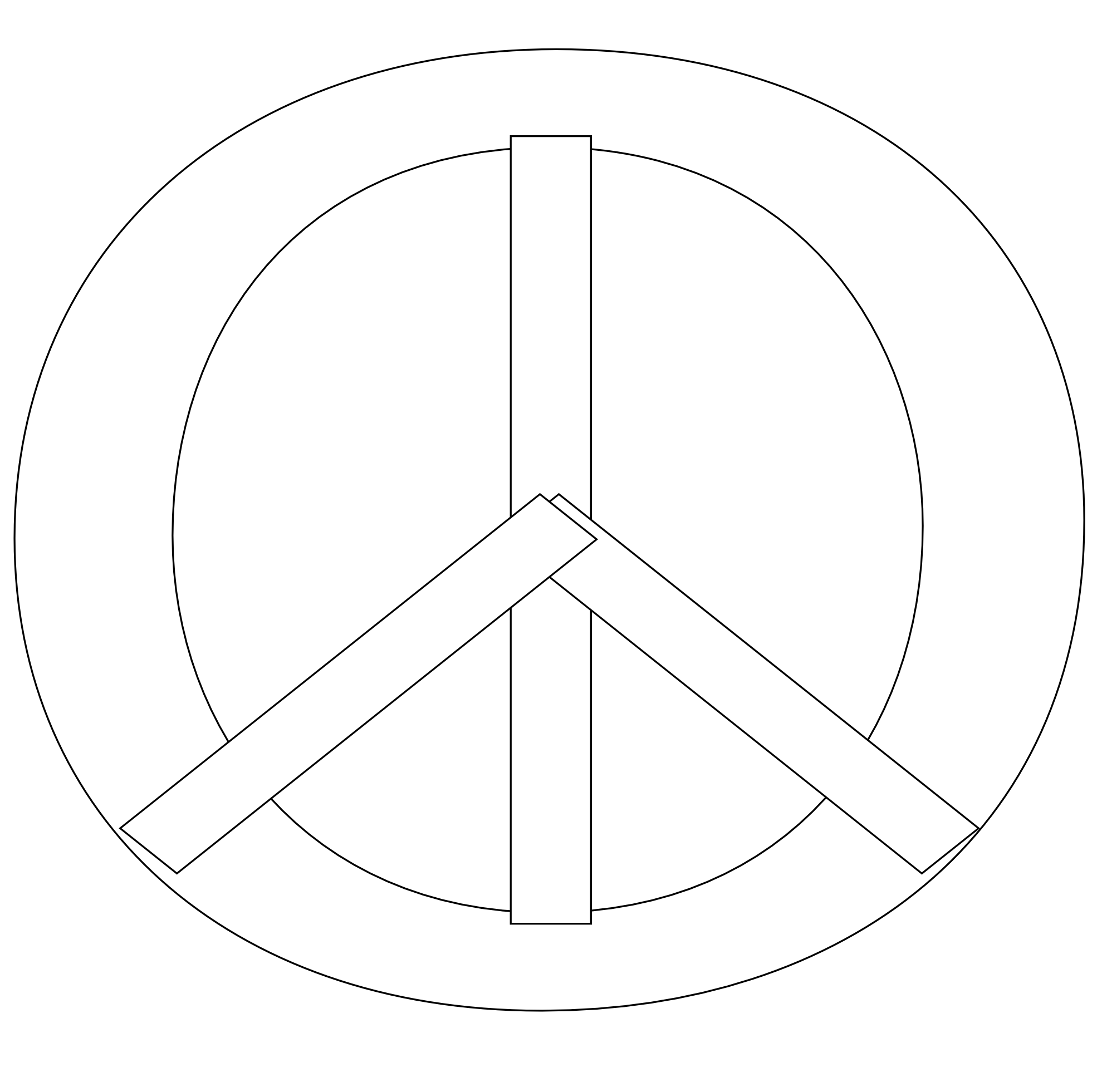 Clip Art: peace sign 19 black white line art ...
