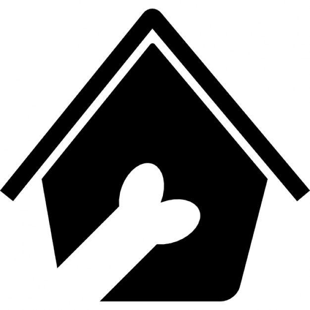 Pet hotel sign of a bone in a dog house Icons | Free Download