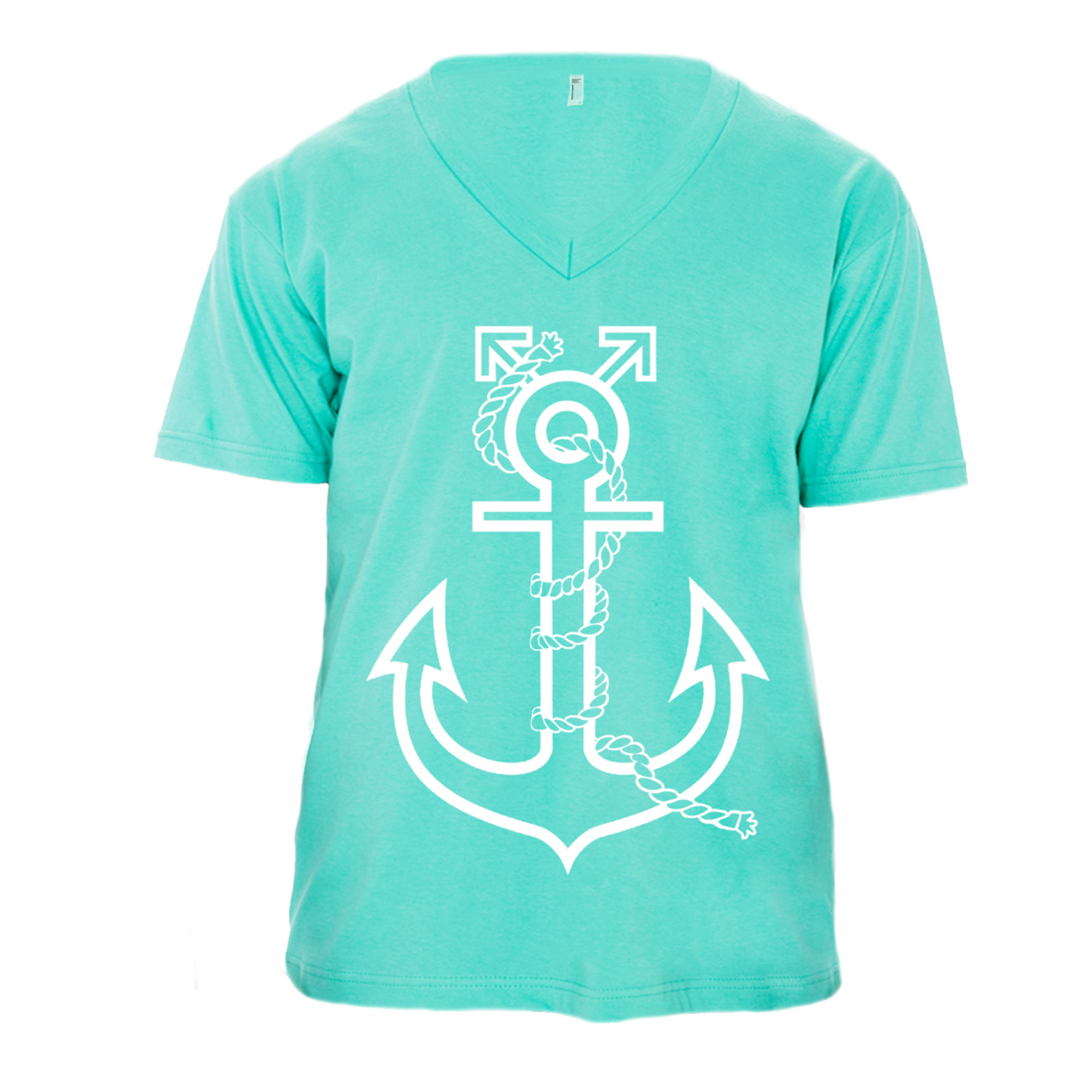 DLCTco Support Anchor T Shirt Design V Neck Unisex T Shirts (Mint)