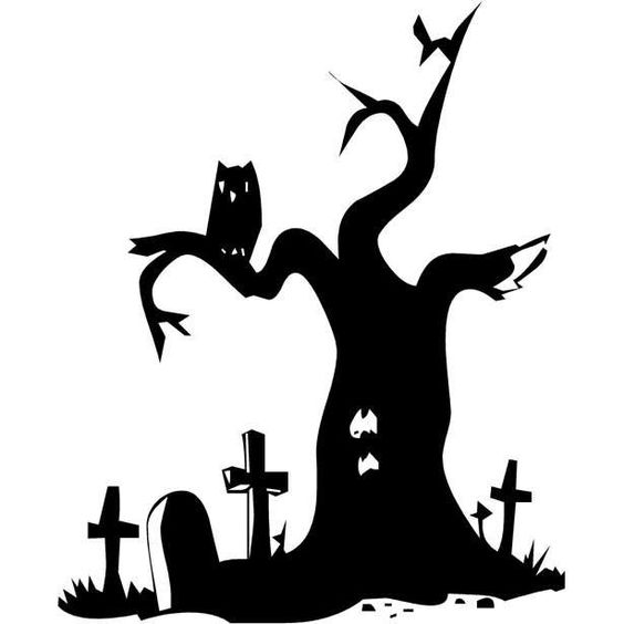 Graveyard tree outline clipart