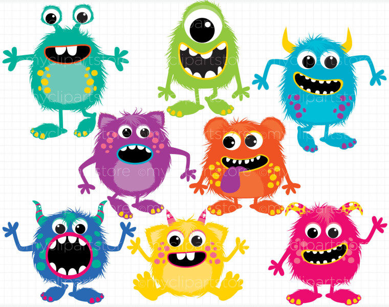 Clip Art – Fluffy Monsters | My Clip Art Store