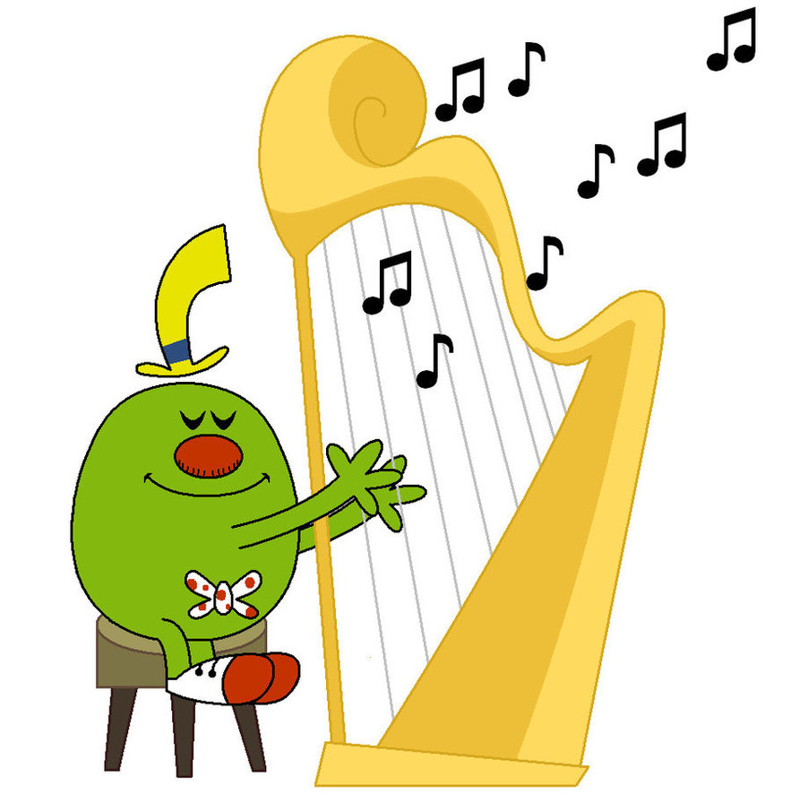 Playing the harp