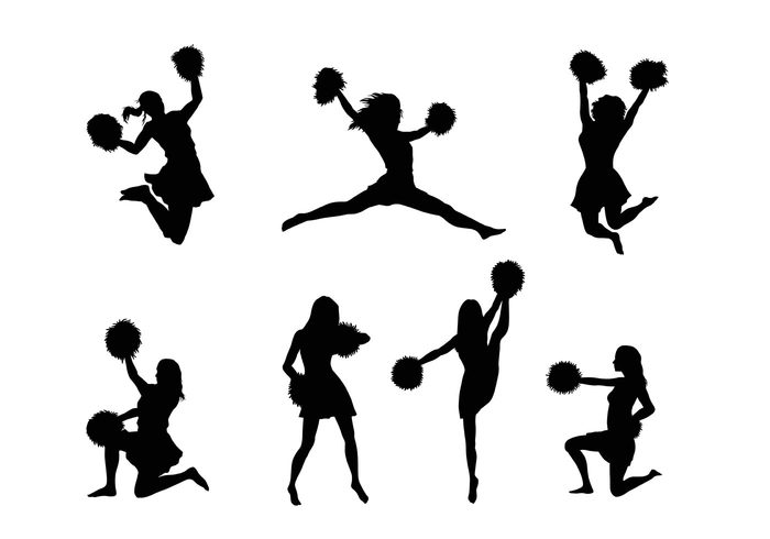 Cheerleader Silhouette Vectors - Download Free Vector Art, Stock ...