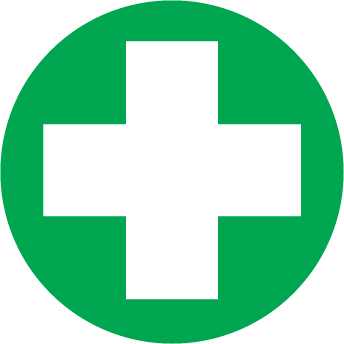 HARD HAT EMBLEMS-(WHITE CROSS ON GREEN BACKGROUND)