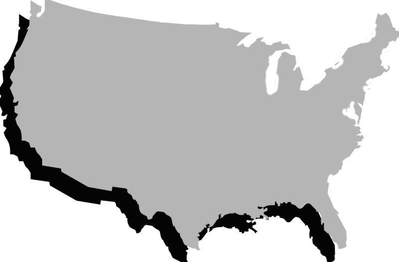 What is the only state with coastline on the Atlantic Ocean (NOT ...