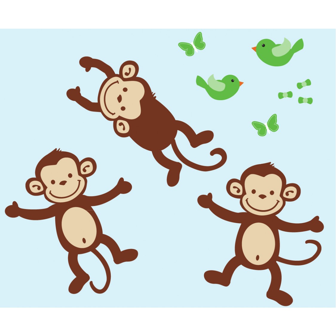 Three Monkey Sticker For Kids Rooms