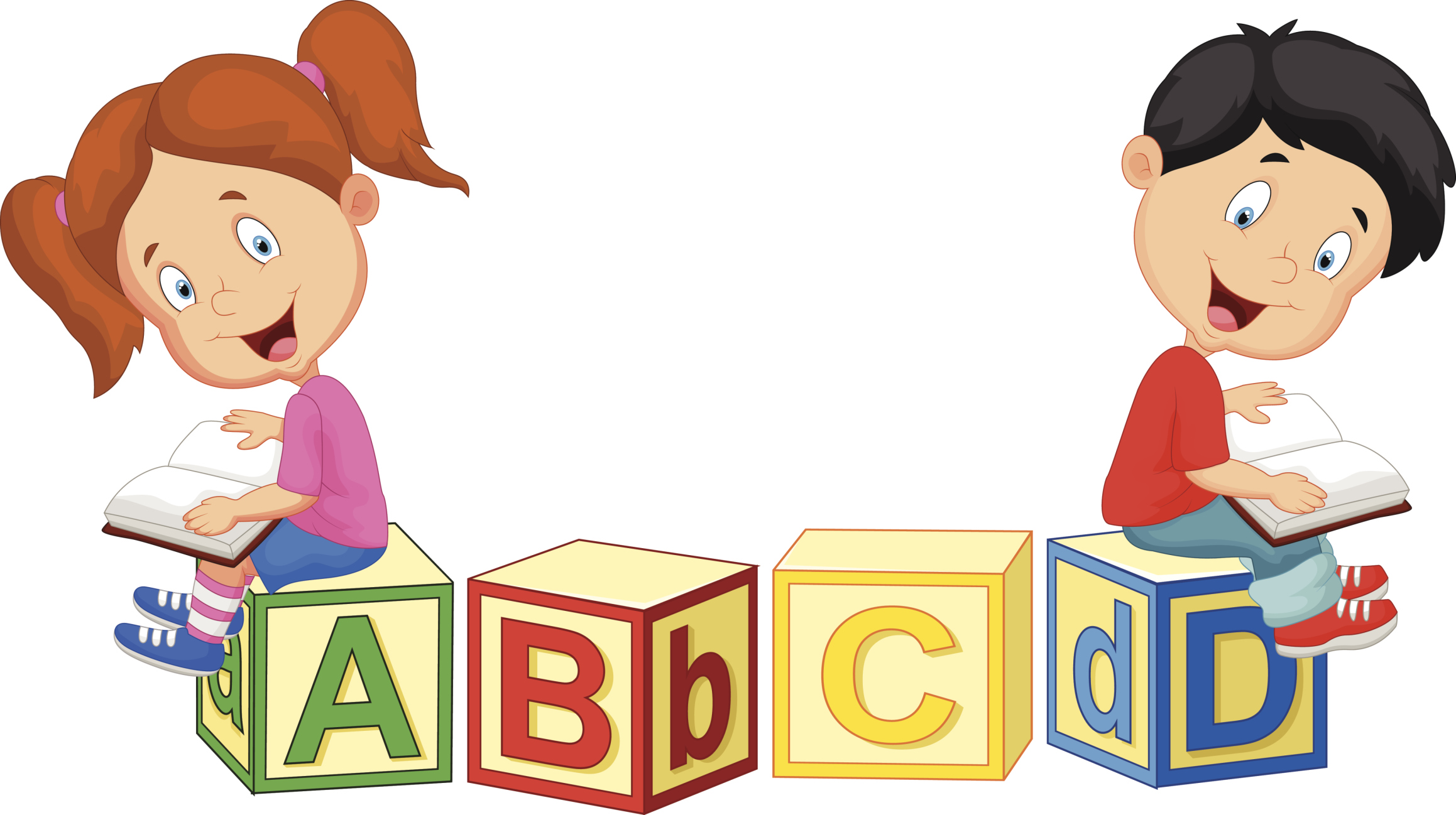 Cartoon child reading book