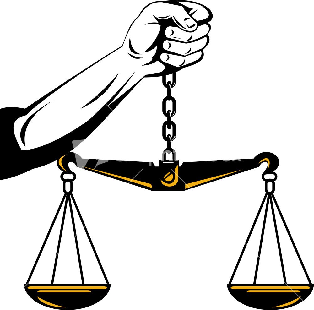 Hand Holding Scales Of Justice
