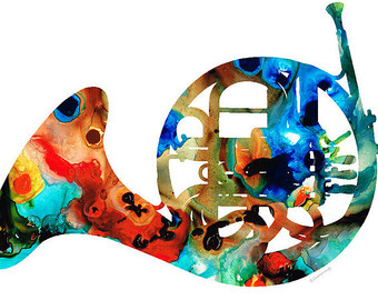 french horn painting – Etsy