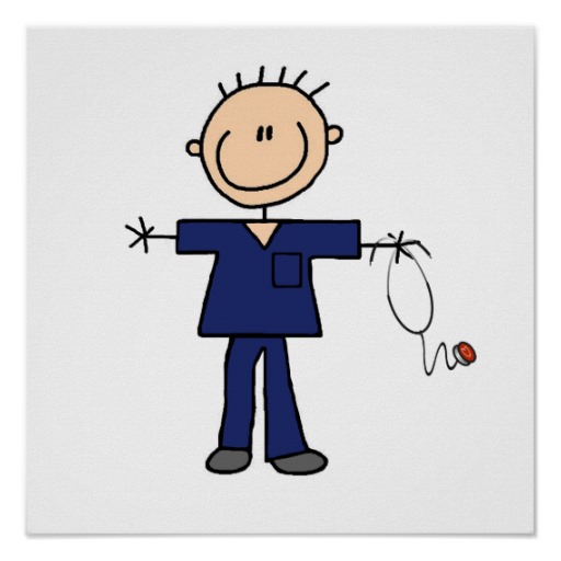 Male Stick Figure Nurse - Blue Poster | Zazzle