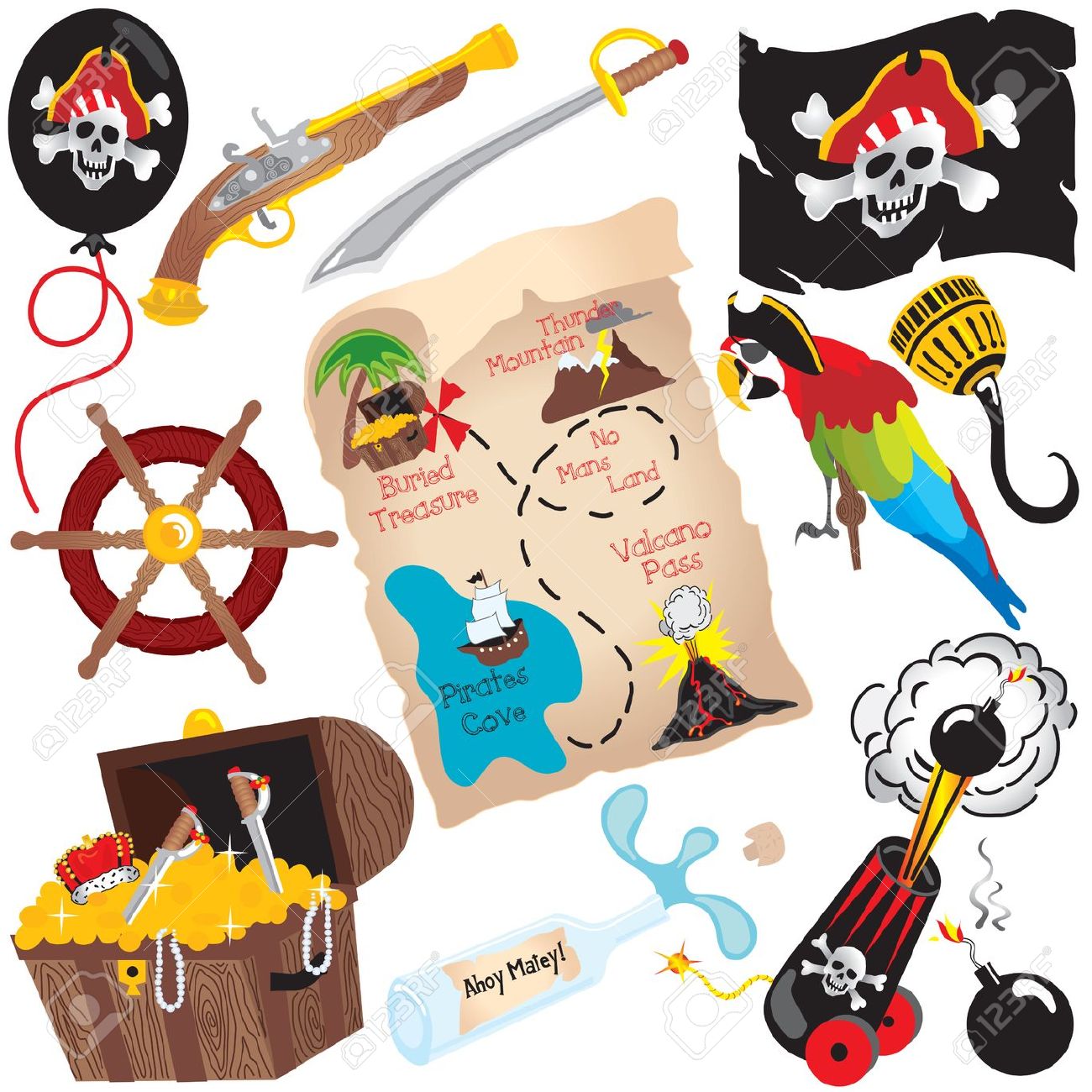 Pirate Map Clip Art - Tumundografico