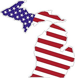 Amazon.com: 4" STATE OF MICHIGAN shaped american flag united ...