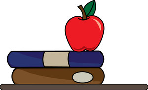 Apple and books clipart