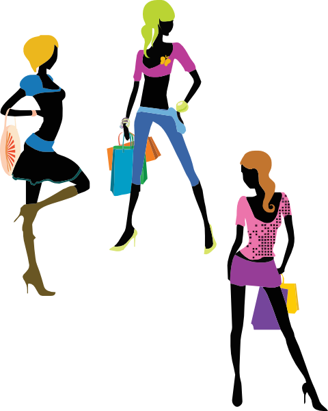 girls shopping clip art