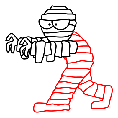 Drawing a cartoon mummy