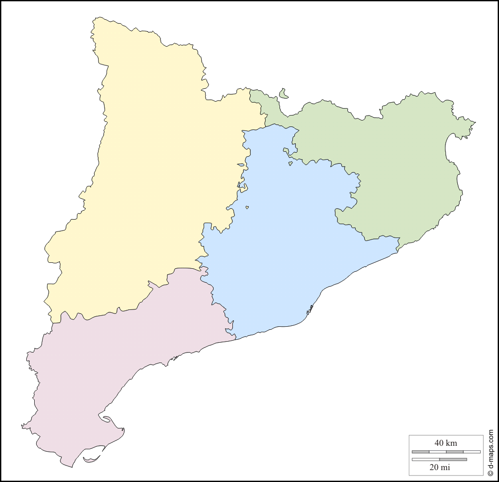 Catalonia: free map, free blank map, free outline map, free base ...