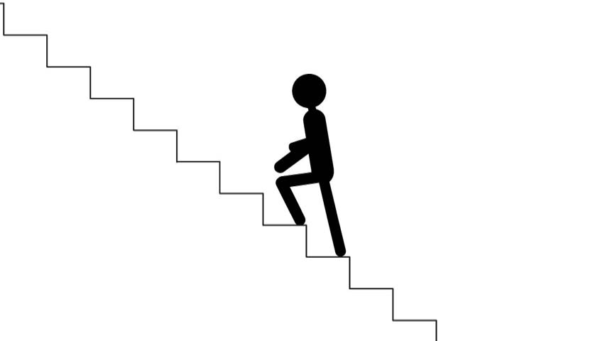 Business Success Animation Man Walking Up Stairs On White Stock ...