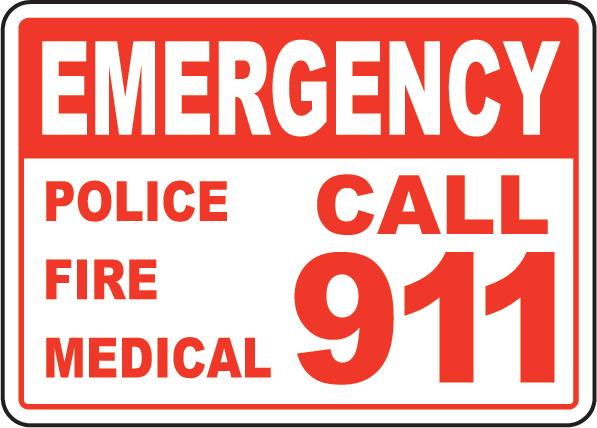 Emergency 911 Sign by SafetySign.com - F7686