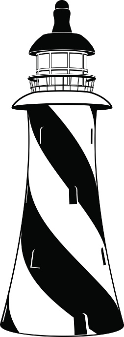 Drawing Of The Black And White Lighthouse Clip Art, Vector Images ...