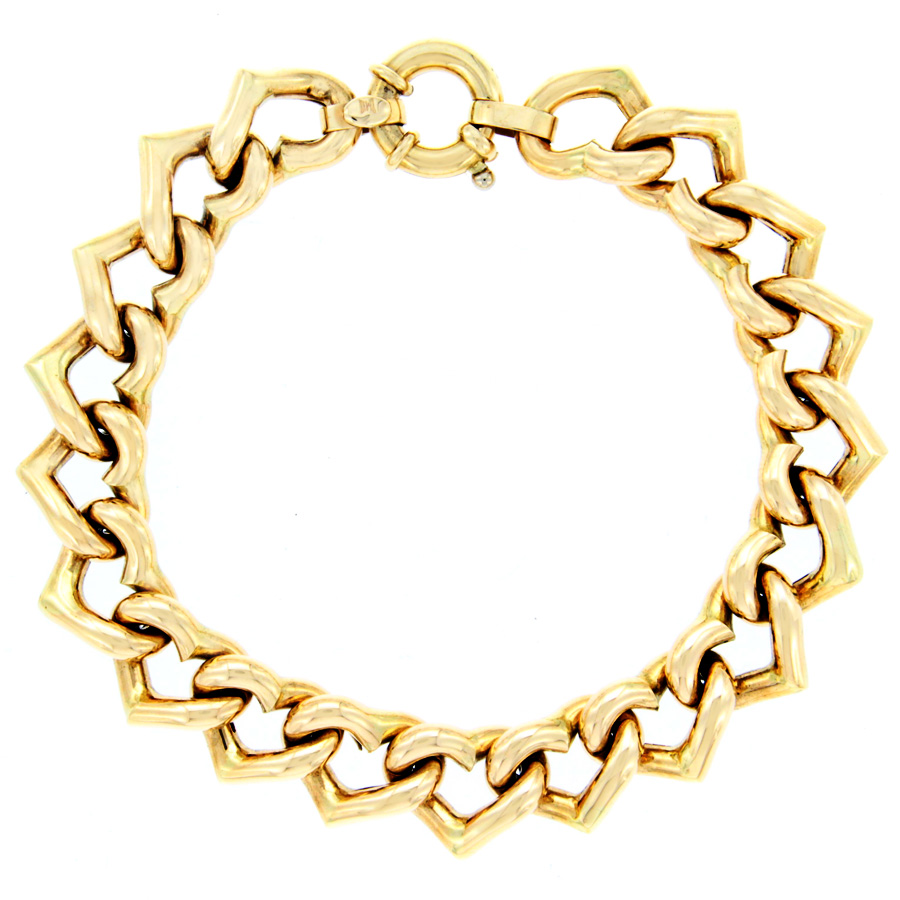 14k Italian Yellow Gold 0.55" Long by 0.45" Tall Heart Shaped Link ...
