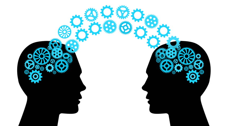 Digital Animation Of Thoughts Connecting In Brains With Cogs Stock ...