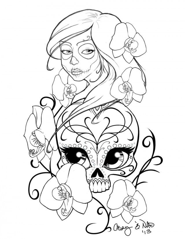 Sugar Skull Coloring Page - AZ Coloring Pages