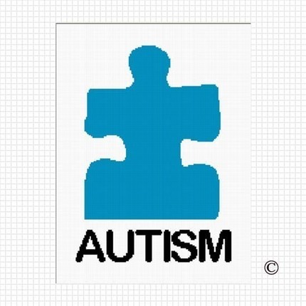 CROCHET AFGHAN PATTERN GRAPH BLUE AUTISM AWARENESS PUZZLE PIECE ...
