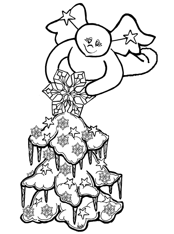 Snow Angel 16 Black and White Christmas coloring and craft pages. www.