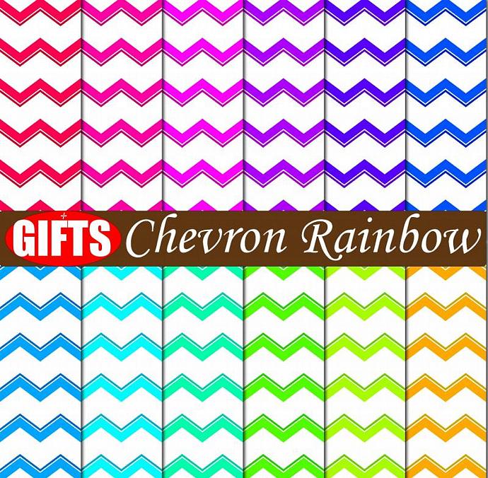 Rainbow Chevron digital paper fabric print mixed by DIGIFT on Zibbet