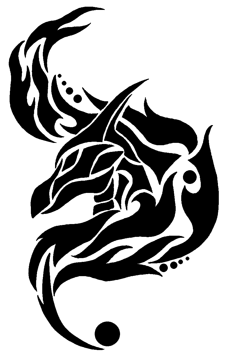 Dragon head and flames tribal