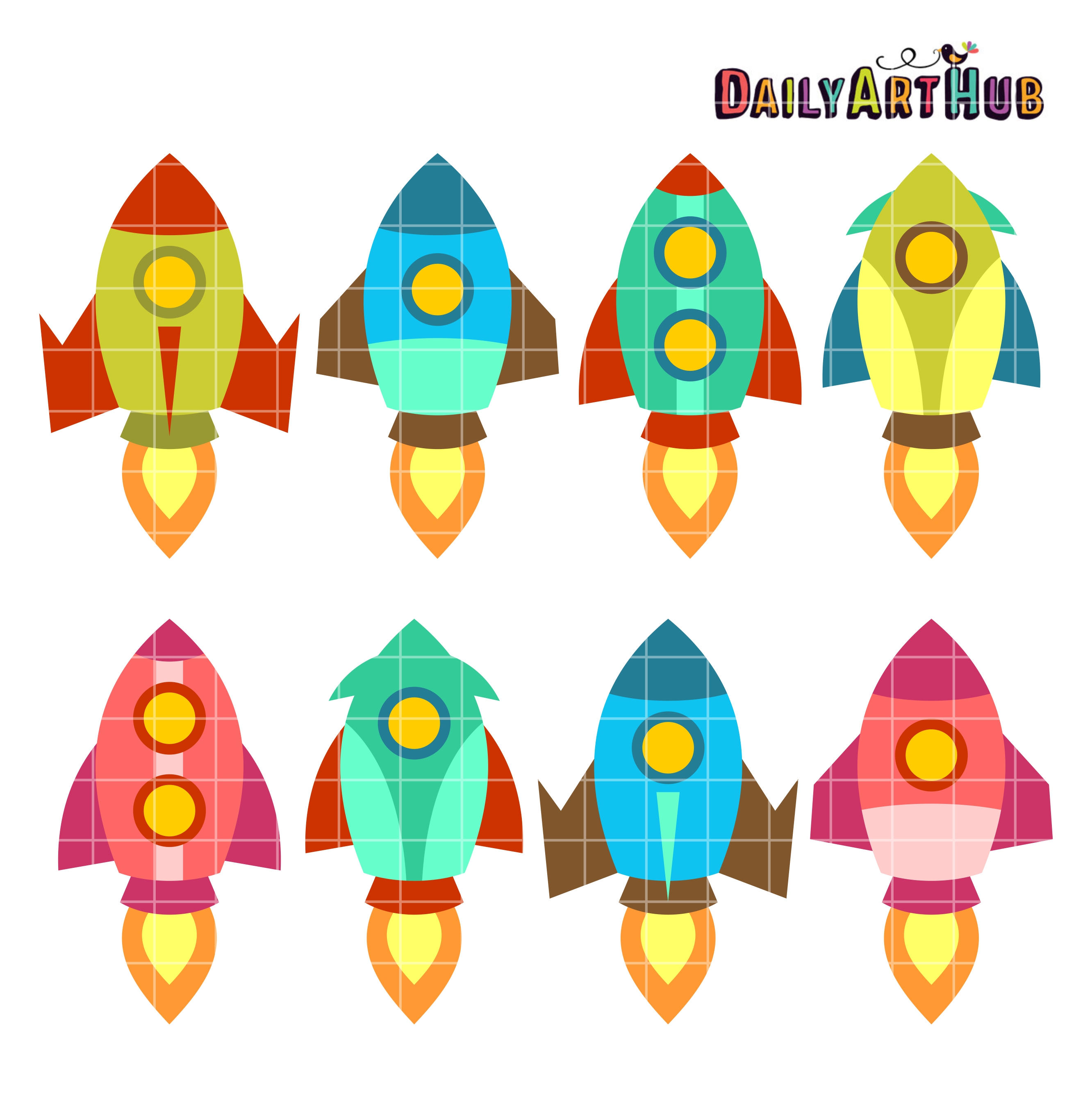 Old School Rocket Ships Clip Art Set | Daily Art Hub