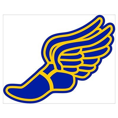 Blue and gold track foot Wall Art Poster