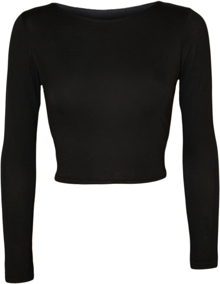 New Womens Crop Long Sleeve T Shirt Ladies Short Plain Round Neck ...