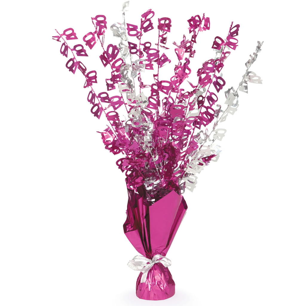 16" Happy 40th Birthday PINK Glitz Foil Balloon Weight Table ...