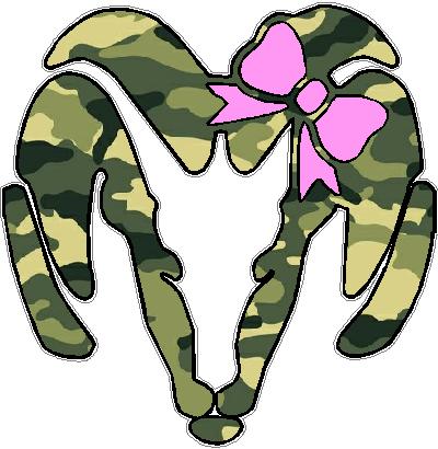 Dodge Ram Head with Bow Decal - GREEN CAMO, dodge decals ...